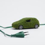 Ecological, electric car on white background